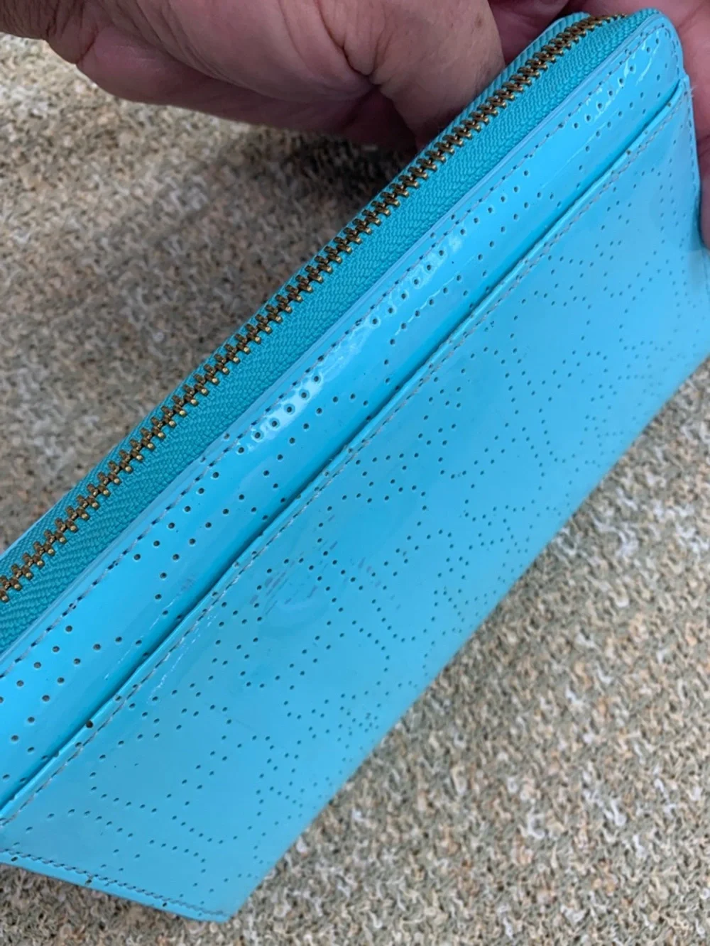 kate spade Turquoise Patent Zip-Around Wallet with Perforated Detail - Picture 3 of 10